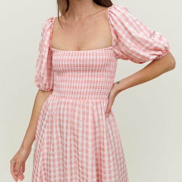 Reformation Rupert Dress in Pink Check - Picture 2 of 9